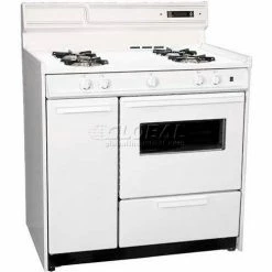Summit Appliance Summit-Deluxe White Gas Range, Electronic Ignition, Clock/Timer, Oven Window Light, 36"W
