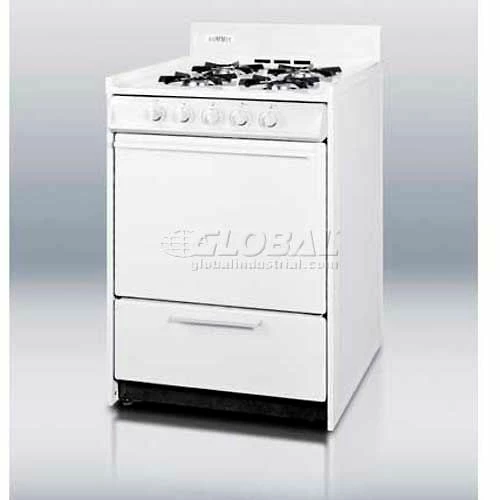 Summit Appliance Summit-White Gas Range, Slim 24"W, Electronic Ignition