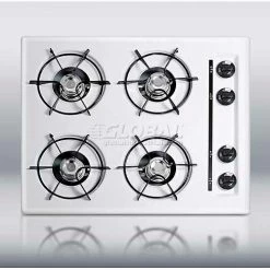 Summit Appliance Summit-24"W Cooktop, Four Burners, Battery Start Ignition, WhiteWTL03P