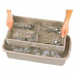 Vollrath® Traex 4 Compartment Rack Soak System, 1394, Beige, 24-1/2" X 13-3/8" X 5-1/4"