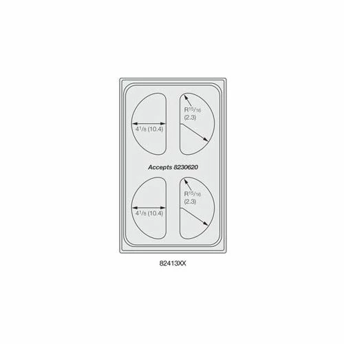 Vollrath® Miramar™ Plain SS Single Template - Four 1/2 Ovals