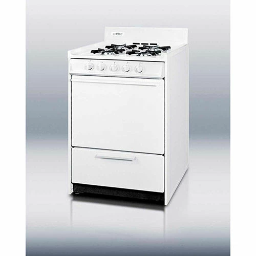 Summit Appliance Summit-Range, Gas, 4 Burners, 2.9 Cu. Ft., Battery Start, White, 24" x 24" x 40"