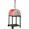 WPPO Traditional 25-Inch Eco Wood Fired Pizza Oven Red w/ Black Stand